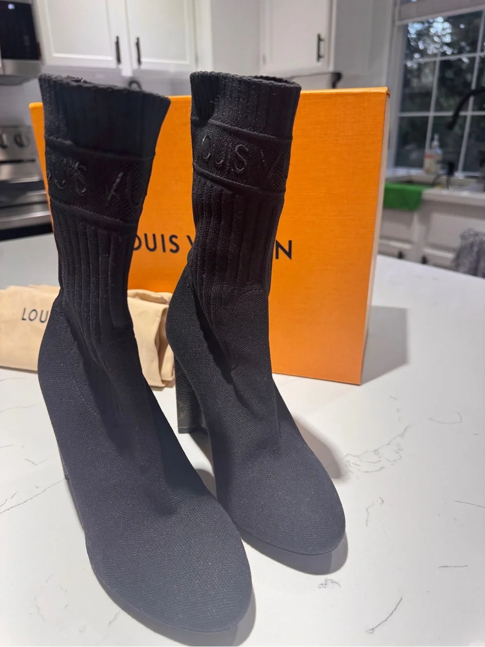 Louis Vuitton Black Knit Silhouette Ankle Boots